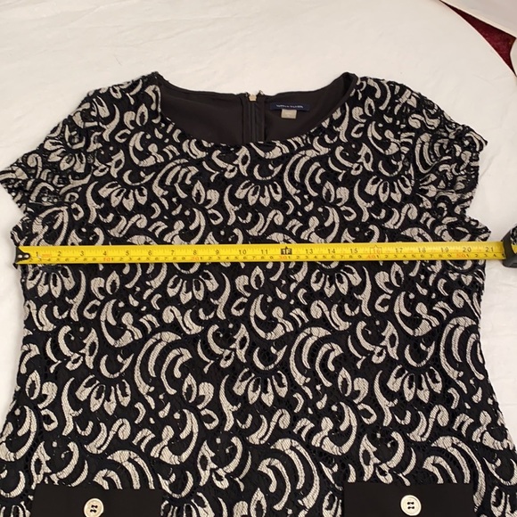 Tommy Hilfiger black lace overlay and off-white Damask sheath dress 12 - Picture 10 of 14